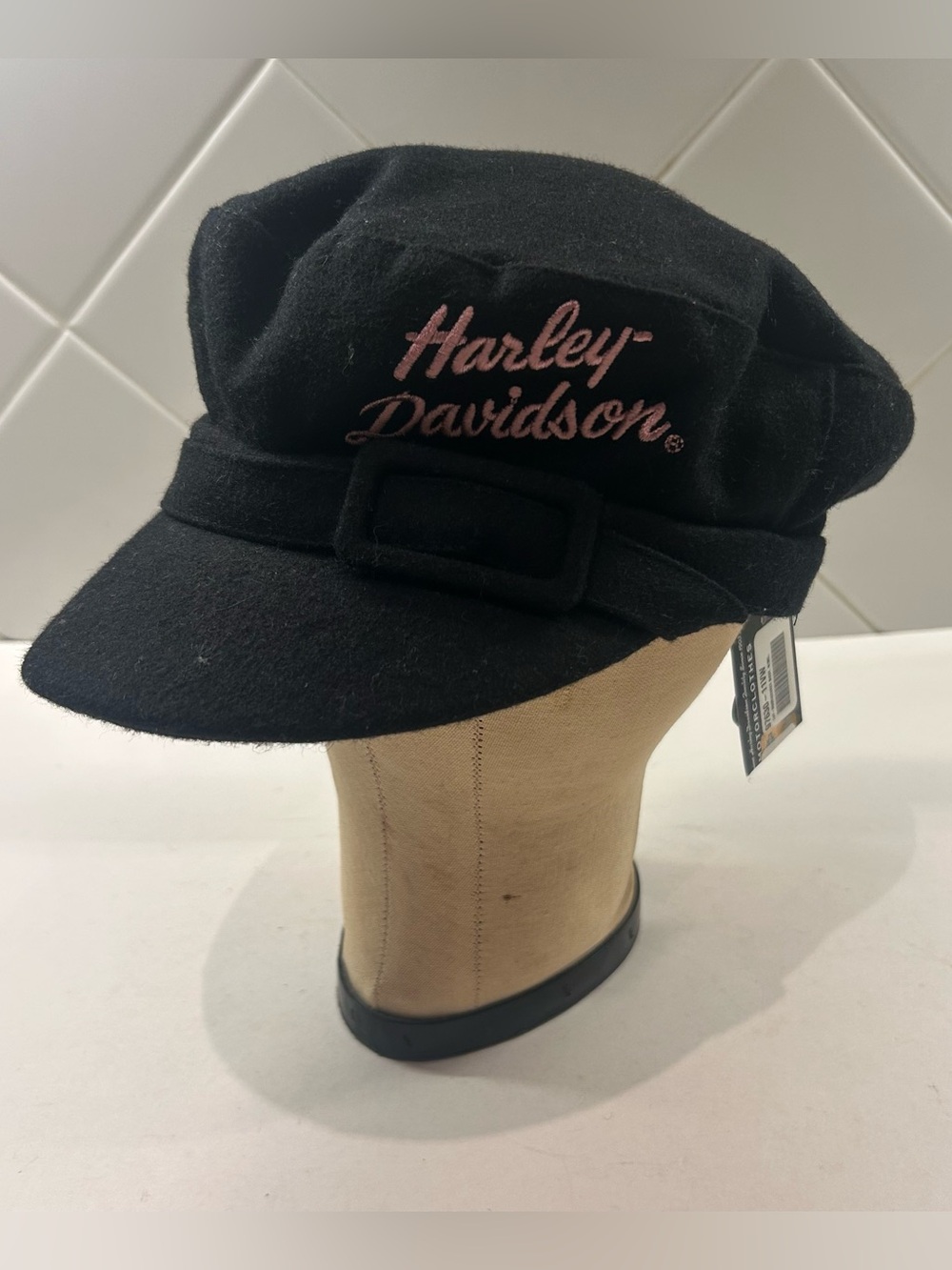 Harley Davidson Wool Blend Embroidered Biker Hat Paperboy Black Womens One Size